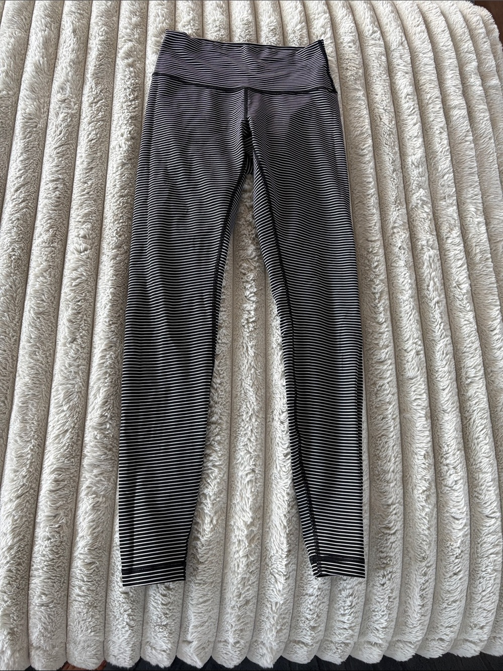 lululemon athletica Black and White Striped leggings